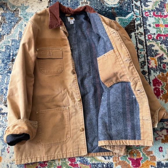 Carhartt Tan Jacket with Brown Corduroy Collar - Picture 2 of 8